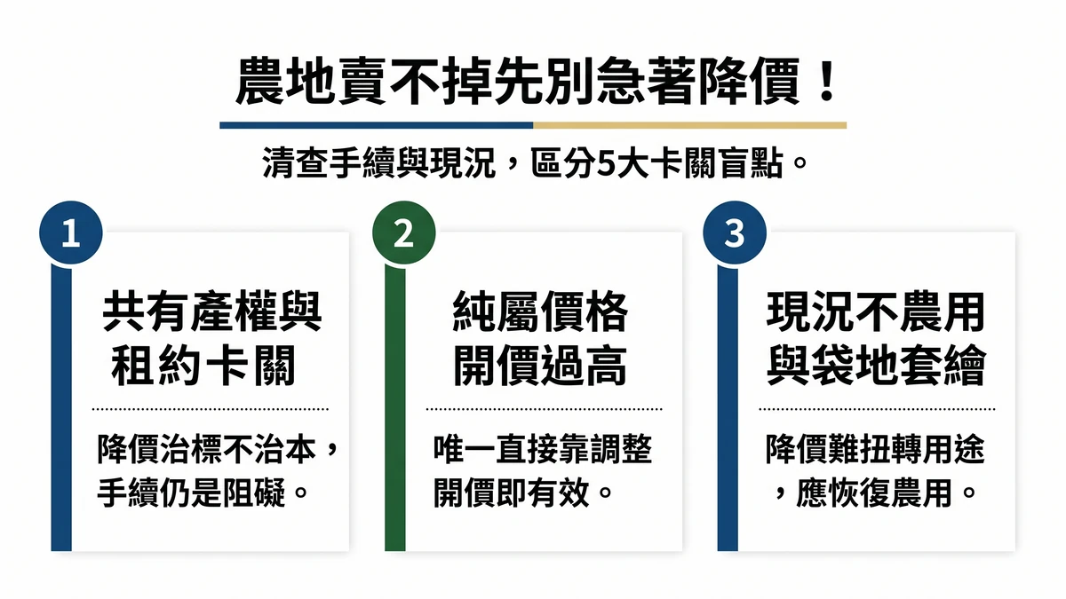 農地賣不掉－手續、開價、現況套繪，5大盲點分3類一次看懂